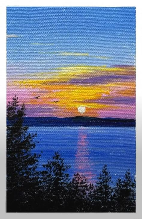 Mini Canvases, Buddha Art Drawing, Sunrise Art, Acrylic Landscape, Art Drawing Ideas, Painting Canvases, Paint Inspo, Landscape Art Painting, Inspo Art