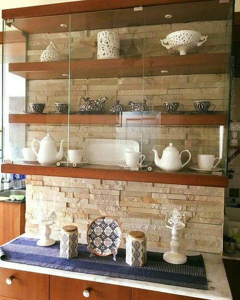 Amal Rosa Augustine's stunning crockery shelf with its equally beautiful ceramic and glassware.  Clean and uncluttered, it's a real pleasure to behold.  Pic Credit: Amal Rosa Augustine This image is curated from our Facebook group DecorDrama. Kindly do not copy or repost without permission. Crockery Shelf, Crockery Cabinet Design, Crockery Cabinet, Crockery Unit Design, British Colonial Decor, Crockery Unit, Kitchen Improvements, Ethnic Home Decor, Colonial Style Homes