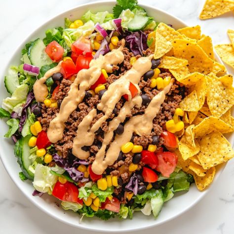 Taco Salad Dressing Recipe (Fast & Flavorful) - The Fresh Man cook Taco Salad Dressing Recipe, Best Taco Salad Recipe, Crunchy Granola Recipe, Watermelon Sorbet Recipes, Taco Salad Dressing, Taco Salad Ingredients, Cabbage Steaks Recipe, Spinach Smoothie Recipes, Grilled Cabbage