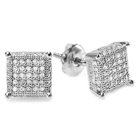 Dazzlingrock Collection 0.55 Carat (ctw) Round Diamond Dice Shape Mens Iced Stud Earrings 1/2 CT *** To view further for this item, visit the image link.-It is an affiliate link to Amazon. Mens Silver Earrings, Heart Shaped Diamond Ring, Mens Diamond Earrings, Heart Shaped Engagement Rings, Gold Ear Jacket, Earring Styles, White Diamond Earrings, Diamond Ice, Fine Silver Jewelry