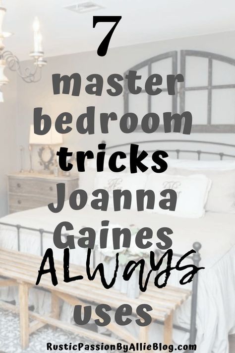 7 decor hacks Joanna Gaines uses in every remodel. And you'll want to know these tips to decorate your own fixer upper bedroom. You can find the perfect bedding, bedroom furniture, paint colors, curtains, and wall art from these remodels Joanna Gaines does. You'll see 7 decor hacks that she does in every magnolia home renovation. You'll The cutest farmhouse signs and quotes using as wall decor. Joanna Gaines Bedroom, Fixer Upper Bedrooms, Joanna Gaines Design, Simple Bed Designs, Bedroom Minimalist, Bad Inspiration, Farmhouse Inspiration, Farmhouse Master, Penny Pincher