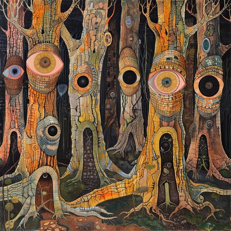 "Forest of Watchful Eyes" presents a surreal vision of a forest where trees come alive with watchful eyes embedded in their trunks. How does the eerie and mystical atmosphere of this piece make you feel? 🌲👁️ Explore more at: https://buff.ly/3yAyeVg #AbstractArt #Surrealism #OilPainting #ArtGallery #ModernArt #ArtLovers #CreativeExpression #AbstractExpressionism #ArtCollector #ArtCommunity #Inspiration #SurrealArt #ErikPostnieks #AbstractRebellion Surreal Forest, Surrealism Photography, Outsider Art, Metal Sculpture, Surreal Art, Creative Expressions, Community Art, Art Collector, Abstract Expressionism