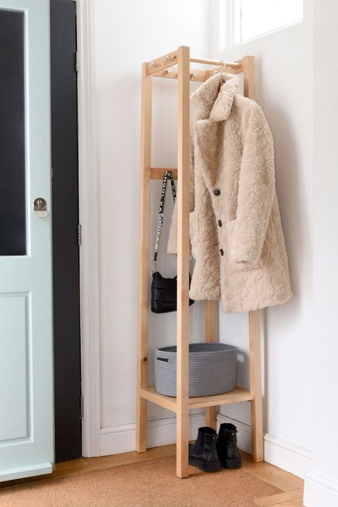 Small Space Furniture, Storage Furniture Design, Coat Hanger Stand, Style Staples, Hallway Inspiration, Coat Stand, Small Space Organization, Small Space Storage, Hallway Storage