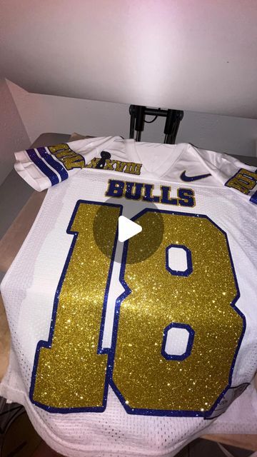 ✨Miami’s Customs Dealer✨ on Instagram: "Customized Football Jersey *Super Bowl Inspired*🥳💙 . . . . . #mnw #miaminorthwestern #mnwbulls #miami #custommade #glitterhtv" Custom Football Jerseys, Diy Football Jersey, Football Mom Jersey, Football Diy, Foot Ball, Senior Night, Custom Football, Custom Jerseys, Football Mom