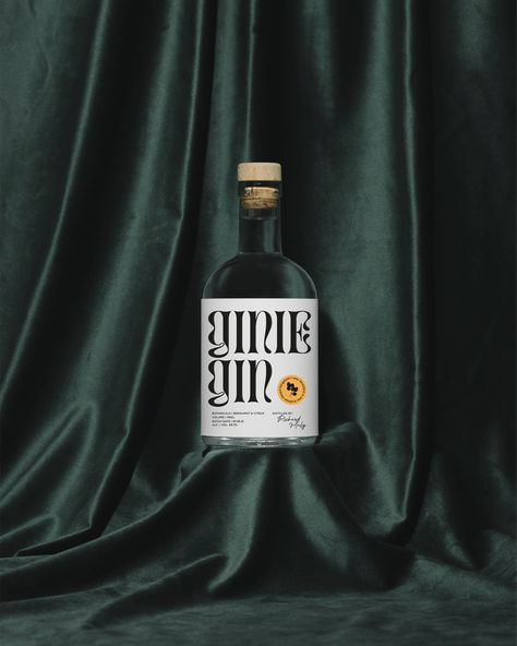 Bottle Branding Design, Bottle Branding, Gin Packaging, Graphic Designer Studio, Gin Brands, Genie In A Bottle, Drinks Packaging Design, Alcoholic Beverage, Wine Label Design