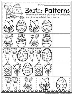 Preschool Easter Worksheets - Patterns practice for kids. #easter #preschool #easteractivities #easterpreschool #planningplaytime #easterworksheets #patternsworksheets #preschoolpatterns Easter Preschool Worksheets, Easter Math Worksheets, Tracing Patterns, Preschool Easter, Easter Kindergarten, Easter Classroom, Preschool Patterns, Easter Lessons, Easter Worksheets