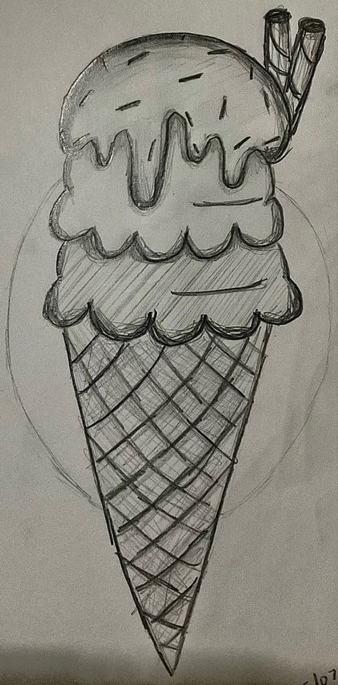 Ice Cream Drawing Easy, Popsicle Drawing, Easy Icecream, Ice Cream Sketch, Sketches Pencil, Easy Ice Cream, Pencil Sketch, Art Drawings Sketches, Art Drawing