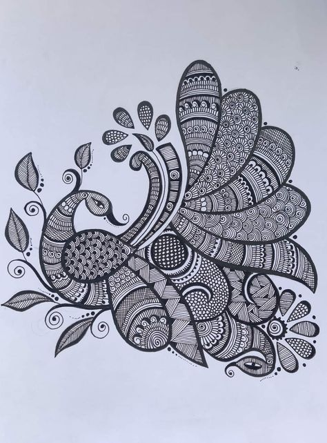 Free Hand Drawing Sketches, Boho Art Drawings Hand Drawn, Unique Doodle Art, Peacock Mandala Art, Peacock Mandala, Free Hand Designs, Easy Mandala Drawing, Easy Mandala, Boho Art Drawings