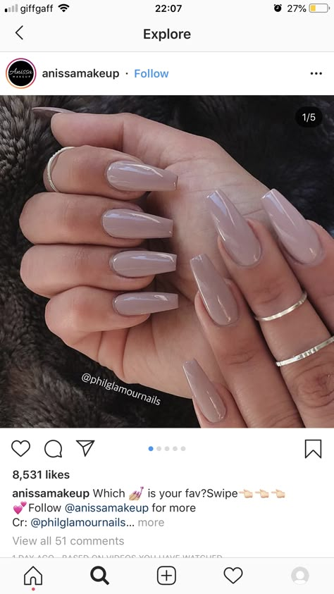 Ballerina Nails Fall Colors, Nude Coffin Nails, White Tip Acrylic Nails, Neutral Nails Acrylic, Taupe Nails, Nail Glam, Acrylic Nails Nude, Bridesmaids Nails, Acrylic Nail Shapes