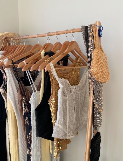 Clothes In Rack Aesthetic, Clothing On Hangers Aesthetic, Fall Clothing Rack Aesthetic, Racks Of Clothes Aesthetic, Fashion Rack Aesthetic, Clothes On A Rack Display Aesthetic, Trying On Clothes Aesthetic, Wardrobe Aesthetic Vision Board, Organization Closet Aesthetic