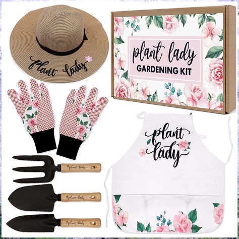 Plant Lady Gardening Gifts for Women Gardening Tools Kit with Planting Tools Straw Hat Floral Apron Glove Birthday Gift for Women Her Mom Aunt Grandmother Spring Outdoor Horticulture Starter Set of 6 Lady Gardening, Women Gardening, Christmas Presents For Moms, Gardening Tool Kit, Gardening Gifts, Planting Tools, Garden Basket, Floral Apron, Spring Outdoor