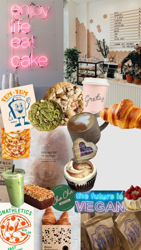 my dream bakery 🧁 i’d sell cookies and cupcakes 🍪 #visionboad #manifest #bakery #aesthetic #moodboard #vibes #cookies #cake Bakery Vision Board, Cake Mood Board, Mocha, Mood Boards, Matcha, Mood Board, Coconut, Candy, Cake