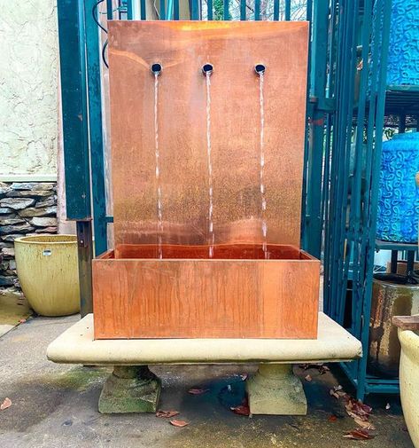 Unique Furnishings on Instagram: "Brand new copper fountain with a limestone base! $799" Copper Fountain, Industrial Cabin, Tabletop Fountain, Dream Yard, Copper Pipe, Wall Fountain, Yard Landscaping, Water Fountain, Metal Design