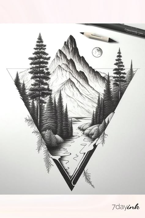 Norwegian Tattoo, Woods Tattoo, Moutain Tattoos, Wilderness Tattoo, Geometric Mountain Tattoo, Hexagon Tattoo, Wood Tattoo, Cowgirl Tattoos, Lion Head Tattoos