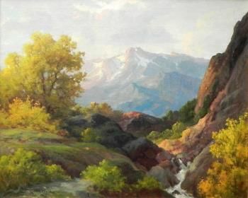 Robert Wood Topanga Canyon - Southwest Gallery: Not Just Southwest Art. Robert Wood Paintings, Outdoors Artwork, Pastel Landscapes, Landscape Tutorial, Outdoor Artwork, Topanga Canyon, Robert Wood, Lake Art, Soyut Sanat Tabloları