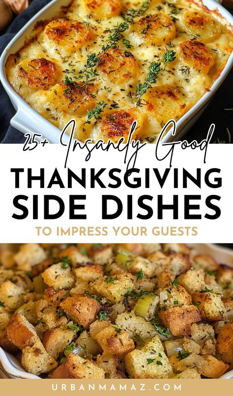 Looking for insanely good Thanksgiving side dishes to impress your guests? Check out this list of 25+ best Thanksgiving sides ideas that are simple and easy to make. Easy Thanksgiving Recipes Sides, Best Thanksgiving Sides, Thanksgiving Sides Recipes, Make Ahead Thanksgiving, Thanksgiving Sidedish, Easy Thanksgiving Sides, Classic Mashed Potatoes, Wild Rice Pilaf, Thanksgiving Dinner Ideas