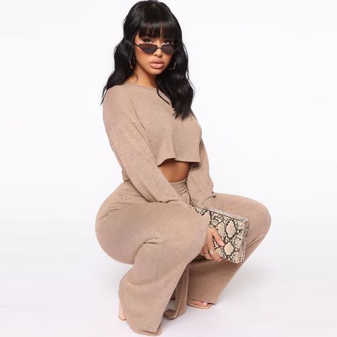 20.4k Likes, 84 Comments - FashionNova.com (@fashionnova) on Instagram: “Nudie 'Fits Rockin' The Street 😍⁠⠀ Search: "Net Nights Pant Set⁠"⁠⠀ Search: "Late Night Life…” Taupe Fashion, Fashion Nova Outfits, Fashion Nova Models, Clothes Women, Fashion Nova Jeans, Long Crop Top, Womens Loungewear, Pant Set, Cropped Top