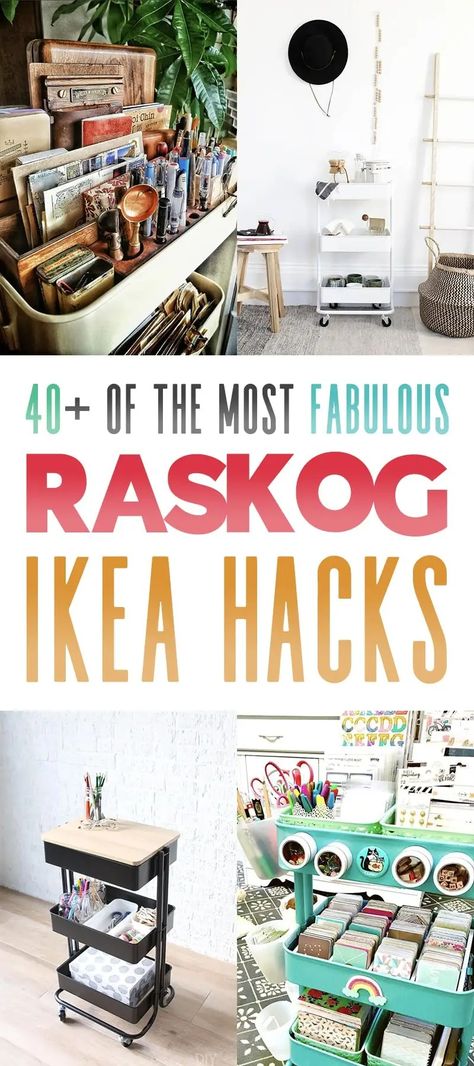 40+ Of The Most Fabulous Raskog IKEA Hacks - The Cottage Market Classy Bar Cart, Raskog Ikea, Scrapbook Room Organization, Ikea Raskog, Sewing Station, Painting Station, Mini Gym, Diy Playbook, Kitchen Necessities