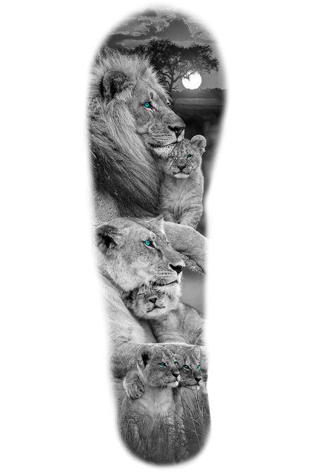 Pack Of Lion Tattoo, Animal Family Tattoos For Men, Pride Of Lions Tattoo, Lion Son Tattoo, Mens Sleeve Tattoo Ideas Family, Tattoo Family Ideas Men, Lion With 3 Cubs Tattoo, Lion With Cubs Tattoo, 3 Lions Tattoo