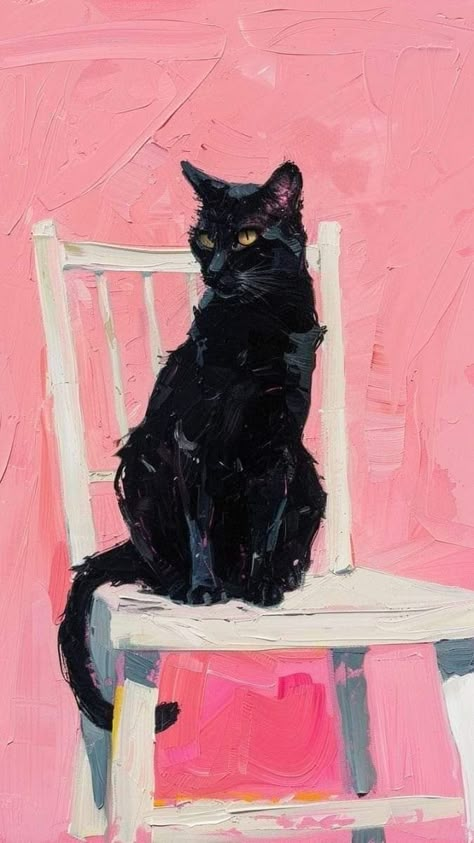 Black Cat Wall Art, Cat Painting Acrylic, Acrylic Cat Painting, Cat Acrylic Painting, Black Cat Illustration, Black Cat Painting, Cat Acrylic, Cat Paintings, Black Cat Art