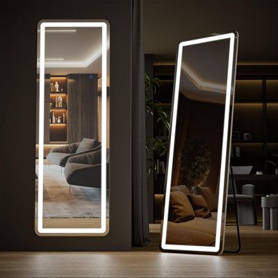 This LED lighted mirror, large enough for you to see your entire figure in a single glance. Adopt 200 LED beads strip, light more concentrated and brighter, energy-efficient. This is not only a floor mirror, but also a piece of art in your house that can bring you a nice mood every day. It is suitable for a bedroom, living room, cloakroom, , corridor, clothing shop, etc. Ivy Bronx | Ivy Bronx Mirror Full Length Standing Mirror w / LED Lights, Lighted Floor Mirror w / Stand, W / Dimming & 3 Color Lighting Mirror, Floor Length Mirror, Long Mirror, Floor Standing Mirror, Color Lighting, Full Length Mirror Wall, Mirror Large, Lighted Mirror, Mirror With Led Lights