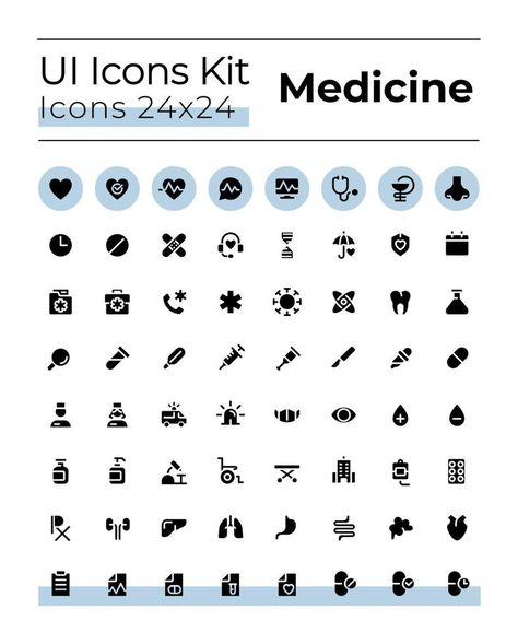 Medicine related black glyph ui icons set. Hospital and clinic. Silhouette symbols on white space. Solid pictograms for web, mobile. Isolated vector illustrations Medicine Icon, Health Post, Graphic Elements, Vector Illustrations, White Space, Glyphs, Icon Set, Graphic Designer, Medicine