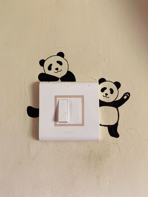 Switch Border Art, Switch Box Painting Ideas, Switchboard Painting Ideas, Switchboard Painting, Tattoos Panda, Switchboard Art, Switch Board Art, Simple Wall Paintings, Cover Page For Project