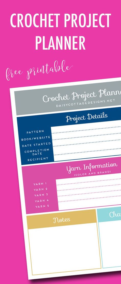 crochet project planner printable Organize Crochet Patterns, Crochet Project Planner, Sewing Tools Organizer, Daisy Cottage Designs, Crochet Journal, Project Printable, Crochet Labels, Project Planner Printable, Daisy Cottage