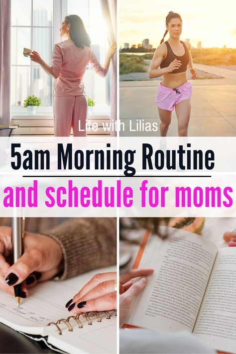 Awesome ideas for busy moms looking to get started with a 5am morning routine. Learn everything you need to know about a great 5am morning routine for moms. Busy Mom Morning Routine, Morning Routine For Moms, 5am Morning Routine, 5am Morning, Morning Routine Schedule, Busy Mom Planner, Working Mom Routine, Mom Time Management, Morning Workout Routine