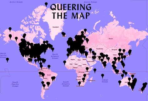 "Queering the Map" Visualizes LGBTQ Spaces Worldwide - Bloomberg Interactive World Map, Period Poverty, Queer Culture, Zine Ideas, Queer Love, Map Projects, Pink Punk, People Working Together, Atlantic Pacific