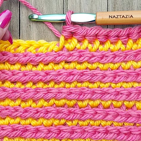 Crochet Brioche Stitch Pattern - Naztazia ® Crochet Brioche Stitch, Crochet Brioche, Brioche Crochet, Brioche Pattern, Slip Stitches, Brioche Stitch, Crochet Daisy, Thick Yarn, Crochet Stitches Tutorial