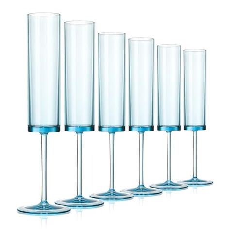 Champagne Flutes 6 OZ Acrylic Square Champagne Glasses Stemmed Coupes Reusable Wedding Toasting Glasses Rose Bride Wine Glasses For Birthday Party Wedding Anniversary Christmas (Blue, 6 Pack) Blue Champagne Glasses, Sparkling Wine Glasses, Rose Bride, Wedding Toasting Glasses, Plastic Champagne Flutes, Blue Champagne, Champagne Cocktails, Toasting Glasses, Champagne Flute Glasses