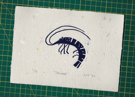 Blue Shrimp, The Moon Tarot Card, Relief Printmaking, Linoleum Print, Pig Print, Lino Art, Lino Prints, Star Illustration, Handmade Stamps