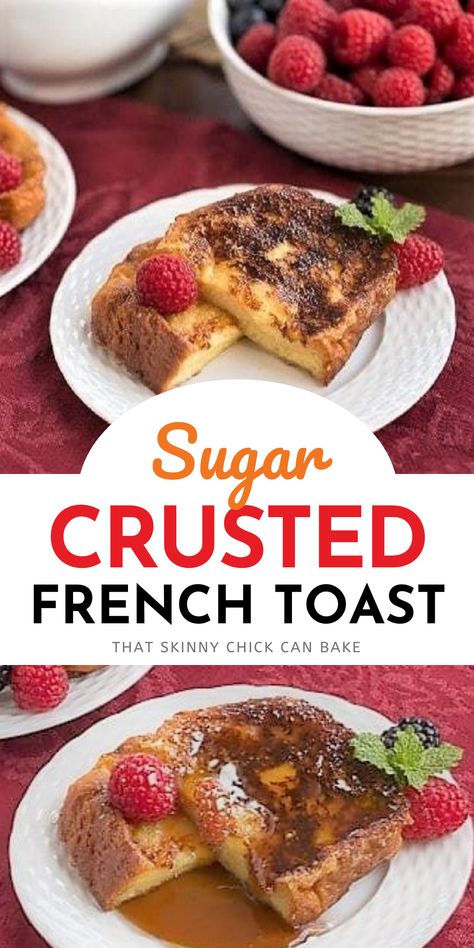 Sugar Crusted French Toast - Go the extra mile for a spectacular breakfast! This Dorie Greenspan recipe is perfect for Sunday brunch, weekend company, and holiday gatherings! Crusted French Toast, French Toast Toppings, Overnight Casserole, Dorie Greenspan, Brunch Inspiration, French Toast Recipe, Extra Mile, Sunday Brunch, Breakfast Ideas