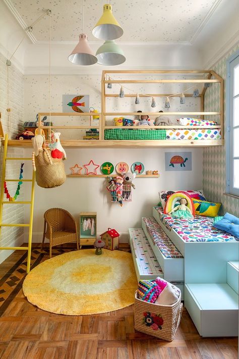 Shared Kids Room, Cool Kids Bedrooms, Dekorasi Kamar Tidur, Kids Room Inspiration, Shared Room, Kids Bedroom Sets, Baby Bedroom, Childrens Room Decor, Kids Room Design