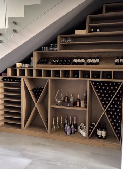 Wine Cupboard, Cellar Basement, Drinks Cupboard, Under Stairs Wine Cellar, Wine Cellar Basement, Stair Ideas, Wine Rooms, Modern Home Bar, House Extension Design