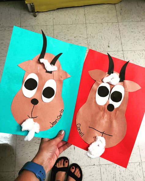 Billy goat preschool craft! #farm #theme #preschool #craft #billygoat #goats Goat Activities For Preschool, Billy Goats Gruff Craft Preschool, Three Billy Goats Gruff Crafts Preschool, Billy Goat Gruff Craft, Goat Crafts For Toddlers, Preschool Goat Craft, Goat Craft Preschool, Goat Crafts For Kids, Billy Goats Gruff Eyfs