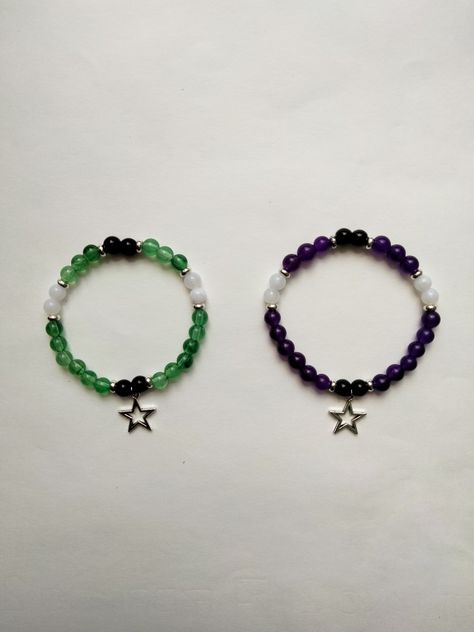 Cute Bracelet Ideas For Couples, Bead Matching Bracelets, Matching Bracelet Ideas, Raven Bracelet, Beast Boy And Raven, Pulseras Ideas, Girly Bracelets, Matching Couple Bracelets, Boys Bracelets