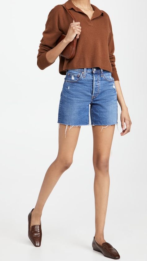 Levis 501 Mid Thigh Shorts Outfit, Levis 501 Shorts Outfits, Best Shorts, Cheeky Shorts, Mid Thigh Shorts, Mid Length Shorts, Fashion Jackson, Custom Denim, Frayed Denim