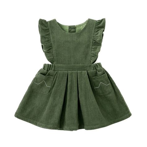 Kids Corduroy, Girls Fall Dresses, Spring Girl, Girls Casual Dresses, Green Corduroy, Dress For Spring, Dress Up Outfits, Fall Dress