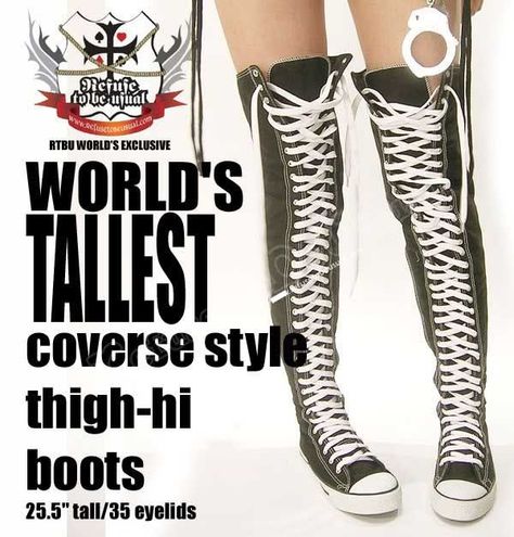 Thigh High Converse, High Converse, Knee High Converse, Converse Boots, Punk Shoes, Punk Emo, Womens Combat Boots, Silly Girls, Womens Ugg Boots