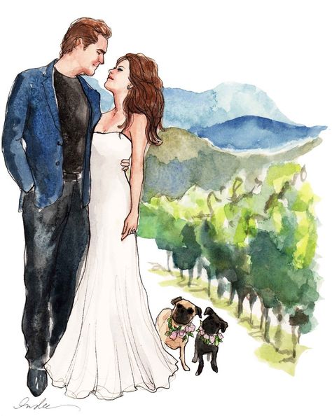 Hand Painted Wedding Dress, Painted Wedding Dress, Couple Sketch, Hand Painted Wedding, Wedding Illustration, Crafting Materials, Unique Wedding Gifts, Portrait Frame, Custom Watercolor