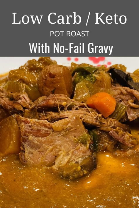 Low Carb/ Keto Pot Roast  with Creamy Gravy using Crockpot Keto Pot Roast, Pot Roast Crock Pot Recipes, Low Carb Soup Recipes, Pot Roast Recipe, Low Carb Low Fat Recipes, Roasted Radishes, Boiled Egg Diet Plan, Crockpot Roast, Pot Roast Slow Cooker