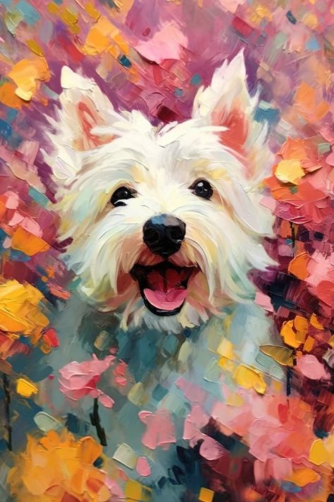 Dog Portraits Painting, Dog Portraits Art, Custom Pet Painting, Painting Palette, Animal Portraits Art, �강아지 그림, Pet Art, White Dog, Hand Painted Artwork