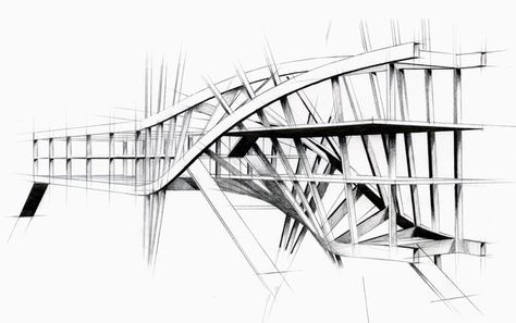 Intertwined Steel Architecture by Artur Alexandrovich Nesterenko, via Behance Structural Architecture, Alcoholic Anonymous, Steel Architecture, Structural Drawing, Architectural Presentation, Structural Design, Architecture Model Making, Architecture Graphics, Hotel Architecture