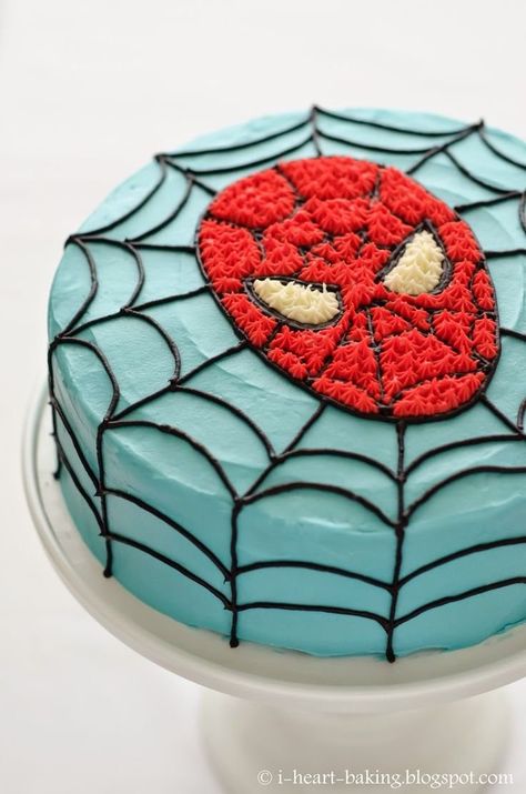 Homemade Spiderman Cake, Spiderman Cookie Cake, Spiderman Cake Ideas Easy, Easy Spiderman Cake, Spiderman Cake Ideas, Birthday Cake For Son, Spider Man Birthday Cake, Spiderman Cakes, Birthday Cake For Boys