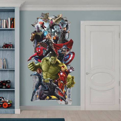 Superheros 3D Wall Decal, Superhero Wall Sticker, Removable Vinyl Sticker, Wall Art, Decor *DESCRIPTION This stickers, we print in high resolution, use very high quality-German matt vinyl and eco-solvent. The wall sticker is UV fade resistant, durable and waterproof. Will not crack or peel. Wall Sticker Ideas, Superhero Wall Stickers, 3d Wall Decals, Boy Toddler Bedroom, Wall Clings, Superhero Wall, Wall Tattoo, Sticker Wall, Sticker Ideas