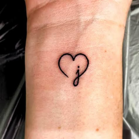 Meaningful Tattoo Ideas, J Tattoo, Heart Tattoos, Initial Tattoo, Delicate Tattoo, Meaningful Tattoo, Small Wrist Tattoos, Inspiration Tattoos, Lip Tattoos