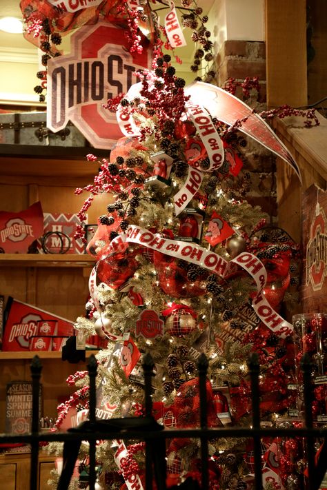 Ohio State Christmas Tree Ideas, Ohio State Christmas Tree, Ohio State Christmas, Ohio State Decor, Christmas Trees Ideas, State Decor, The Ohio State University, Tis The Season To Be Jolly, Pretty Christmas