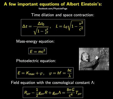 Equations Of Einstein Einstein Equation, Math Made Easy, Pretty School Supplies, Modern Physics, Wired Bra, Knowledge Facts, Einstein Quotes, General Knowledge Facts, E Mc2